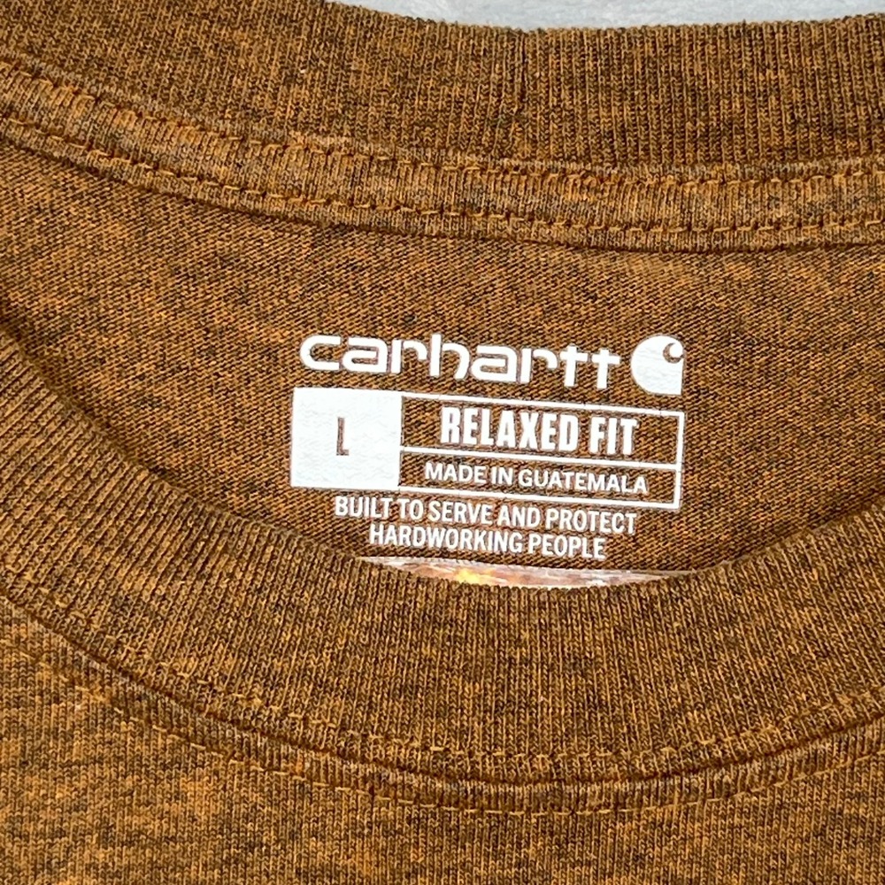 Carhartt Long Sleeve Shirt Mens L Brown Frog Camo Logo Relaxed Fit Graphic Tee - Picture 3 of 12